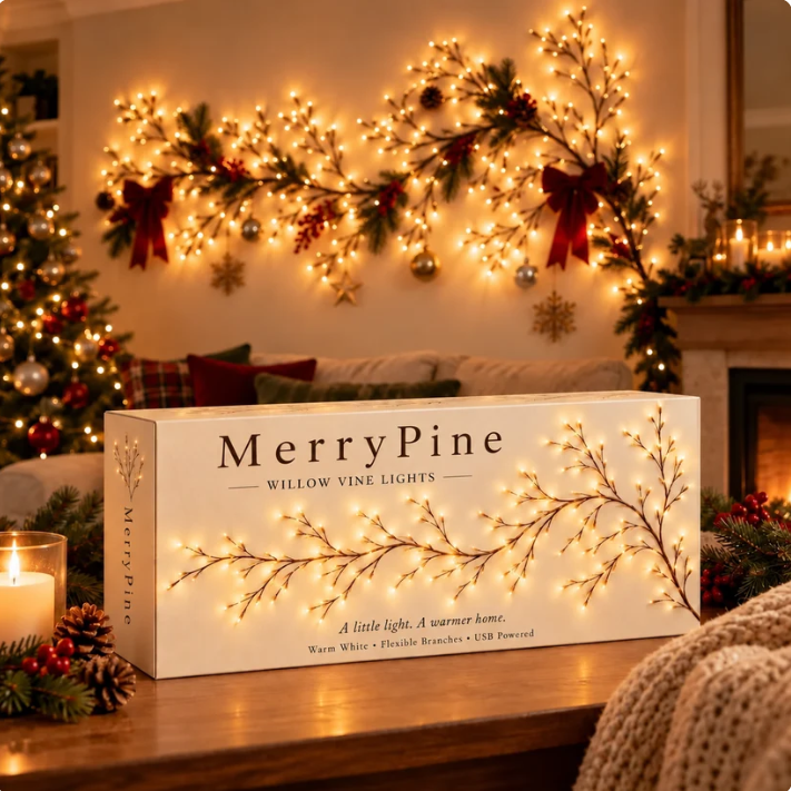 BranchGlow Vine flexible LED willow branch light glowing warm white on a wall